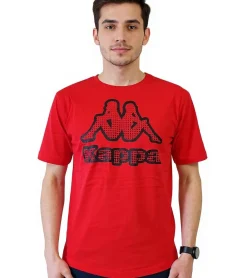 T-Shirts & Tank Tops*Kappa Herren Baumwoll-Shirt mit großem Logo Rundhals-Shirt Kurzarm-Shirt T-Shirt Oeko-Tex 100 zertifiziert 7085/8191 Schwarz, Grün, Weiß oder Rot