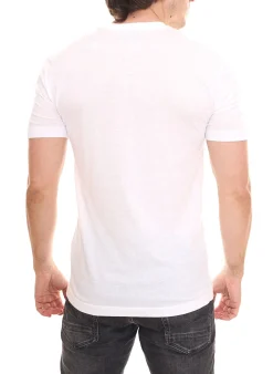 T-Shirts & Tank Tops*Kappa Herren Baumwoll-Shirt Rundhals-Shirt mit großem Logo-Patch Kurzarm-Shirt 11-4001 A8A Weiß