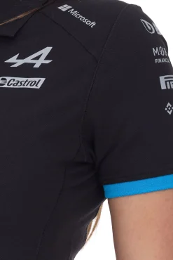 Poloshirts & Blusen*Kappa X ALPINE Formel 1 F1 Damen Polo-Shirt Baumwoll-Oberteil mit HYDRO WAY PROTECTION-Technologie Kurzarm-Shirt 361E33W AF1 A12 Schwarz