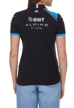 Poloshirts & Blusen*Kappa X ALPINE Formel 1 F1 Damen Polo-Shirt Baumwoll-Oberteil mit HYDRO WAY PROTECTION-Technologie Kurzarm-Shirt 361E33W AF1 A12 Schwarz