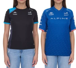 Tops & T-Shirts*Kappa X ALPINE Formel 1 F1 Ocon Damen Sport-Trikot mit V-Ausschnitt oder T-Shirt mit HYDRO WAY PROTECTION-Technologie Alltags-Shirt Kurzarm-Shirt 351883W-351G58W Blau oder Schwarz
