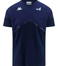 T-Shirts & Tank Tops*Kappa X ALPINE Formel 1 F1 Kinder T-Shirt Baumwoll-Oberteil Kurzarm-Shirt 371D51W AF1 A03_K Dunkelblau