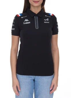 Poloshirts & Blusen*Kappa X ALPINE Formel 1 Team Ocon Gasly Damen Polo-Hemd mit HydroWayProtection Baumwoll Kurzarm-Shirt 35163WW AF1 005 Schwarz