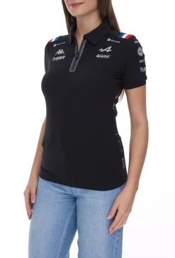Poloshirts & Blusen*Kappa X ALPINE Formel 1 Team Ocon Gasly Damen Polo-Hemd mit HydroWayProtection Baumwoll Kurzarm-Shirt 35163WW AF1 005 Schwarz