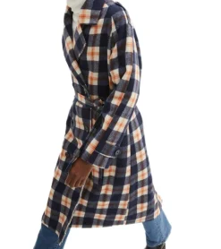 Große Größen|Mäntel & Jacken*O46bpx karierter Damen Frühlings-Mantel mit Gürtel Alltags-Mantel Basic-Mantel Langarm-Jacke 940534 Blau/Orange