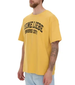 T-Shirts & Tank Tops*KEINE LIEBE Universe City Herren Baumwoll-Shirt mit farblichen Akzenten T-Shirt Rundhals-Shirt Kurzarm-Shirt KLTS1012YEL Gelb/Schwarz