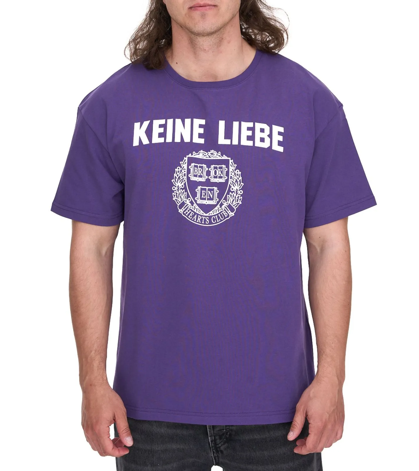 T-Shirts & Tank Tops*KEINE LIEBE Universe City und Broken Heart Club Herren Baumwoll-Shirt mit farblichen Akzenten T-Shirt Rundhals-Shirt Kurzarm-Shirt KLTS10 in Gelb, Grün, Blau, Rot, Violett oder Grau