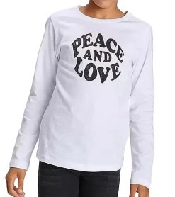 T-Shirts & Tank Tops*KIDSWORLD Kinder T-Shirt für Mädchen Langarm-Shirt mit großem Frontprint aus reiner Baumwolle 56638155 Weiß