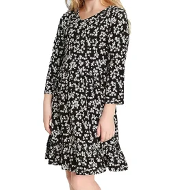 Kleider & Röcke*KIDSWORLD Mädchen Sommer-Kleid mit floralem Allover-Print Rundhals-Kleid 98376045 Schwarz
