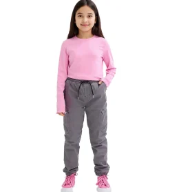 Jeans & Hosen*O46bpx Kinder Jeans-Hose für Mädchen Thermojeans knöchellange Baumwoll-Hose Freizeit-Jeans 938179 Grau