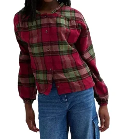 Hemden & Poloshirts*O46bpx Kinder Kariertes Baumwoll Flanell-Hemd Freizeit-Bluse Karo-Bluse mit Puffärmeln 908481 Rot/Grün