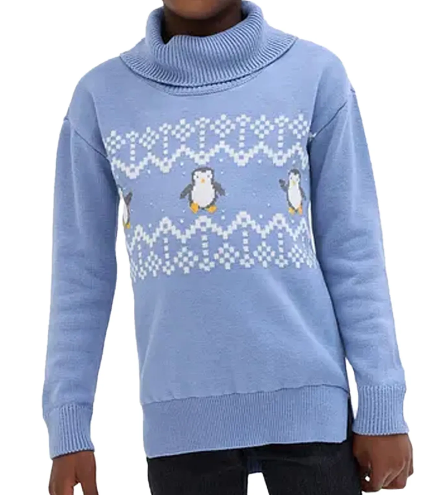 Caps & Mützen|Pullover & Sweater*O46bpx Kinder SET Strick-Pullover und Mütze für Jungen Rollkragen-Pullover Norweger-Pulli 975979 Blau