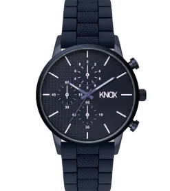 Herrenuhren|Herrenuhren*KNOX Herren Armband-Uhr analoge Quarz-Uhr mit Silikon-Armband 41mm 01 Navy