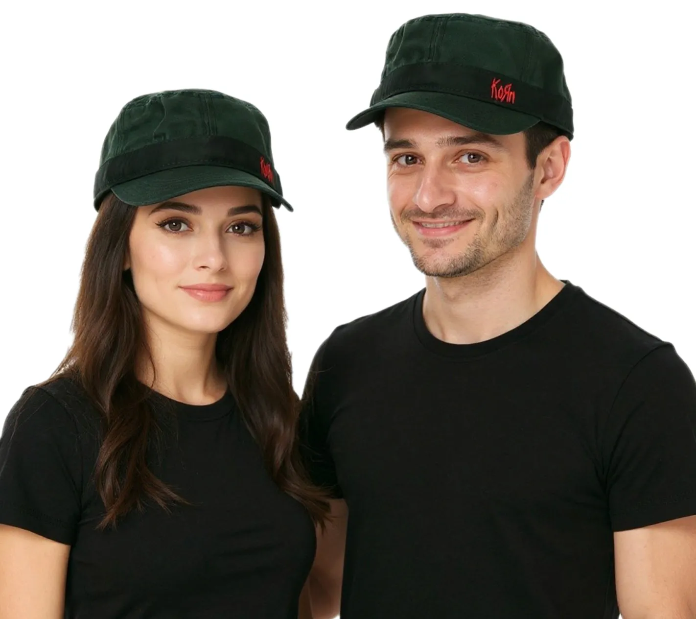 Caps & Mützen*BioworldMerch KORN Unisex Baumwoll-Cap im millitärischen Schnitt mit leicht gebogenen Schnitt Schwarz/Rot