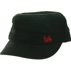 Caps & Mützen*BioworldMerch KORN Unisex Baumwoll-Cap im millitärischen Schnitt mit leicht gebogenen Schnitt Schwarz/Rot