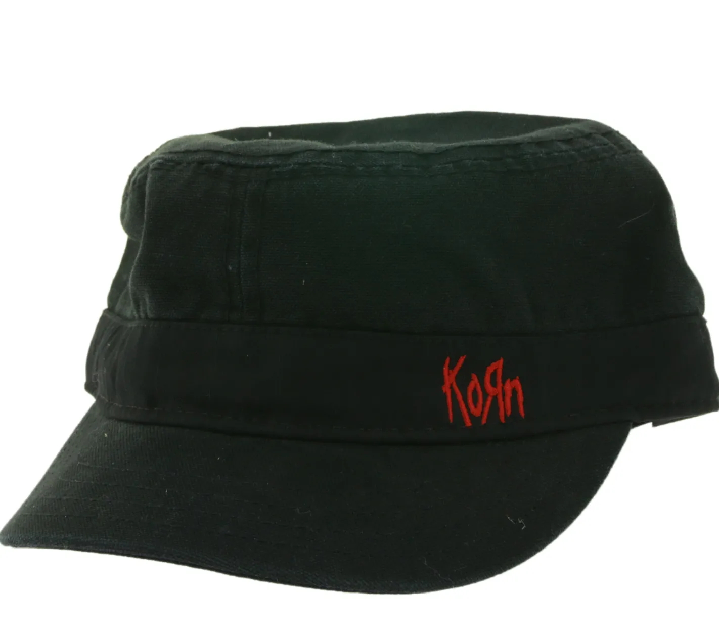 Caps & Mützen*BioworldMerch KORN Unisex Baumwoll-Cap im millitärischen Schnitt mit leicht gebogenen Schnitt Schwarz/Rot
