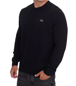 Pullover & Sweater*Lacoste Herren Strick-Pullover Baumwoll-Pullover mit Logo-Stickerei Langarm-Shirt AH0128 00 031 Schwarz