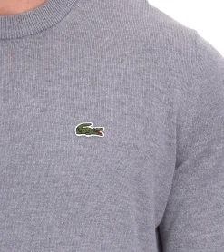 Pullover & Sweater*Lacoste Herren Strick-Pullover Baumwoll-Pullover mit Logo-Stickerei Langarm-Shirt AH0128 00 CCA Grau