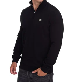 Pullover & Sweater*Lacoste Herren Strick-Troyer klassischer Strick-Pulli mit Logo-Stickerei Langarm-Pullover AH1980 00 031 Schwarz