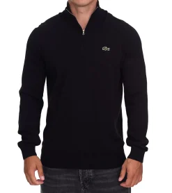 Pullover & Sweater*Lacoste Herren Strick-Troyer klassischer Strick-Pulli mit Logo-Stickerei Langarm-Pullover AH1980 Schwarz oder Blau