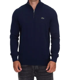 Pullover & Sweater*Lacoste Herren Strick-Troyer klassischer Strick-Pulli mit Logo-Stickerei Langarm-Pullover AH1980 00 166 Dunkelblau