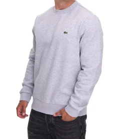 Pullover & Sweater*Lacoste Herren Sweatshirt mit Logo-Stickerei Basic-Pullover moderner Baumwoll-Sweater Langarm-Shirt SH9608 00 Grau oder Grün