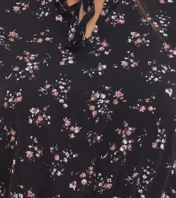 Kleider*Laura Scott Bubblecrepe Kleid Damen Mini-Kleid mit Allover Blumen-Print Chiffon-Kleid 12329967 Schwarz/Bunt