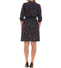 Kleider*Laura Scott Bubblecrepe Kleid Damen Mini-Kleid mit Allover Blumen-Print Chiffon-Kleid 12329967 Schwarz/Bunt