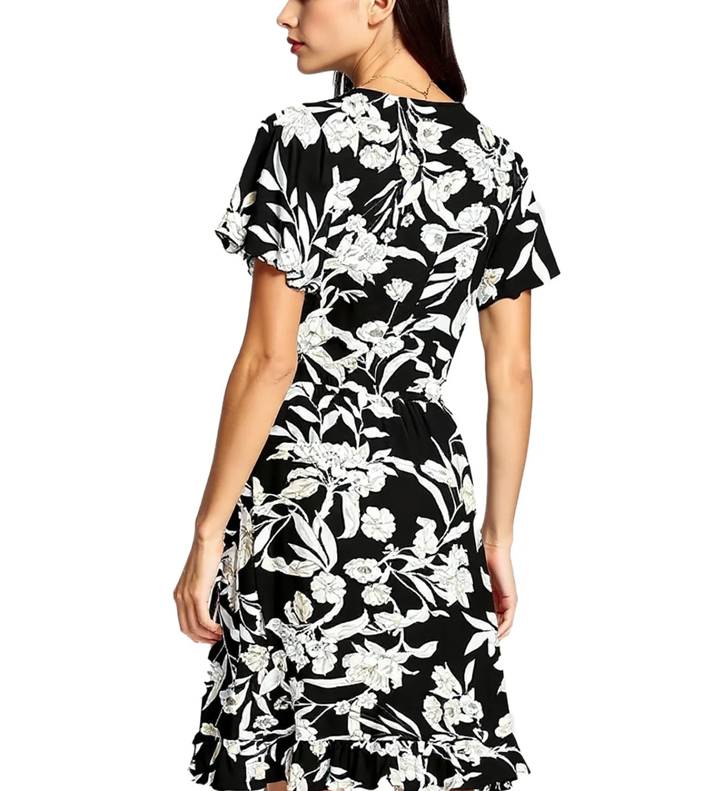 Kleider*Laura Scott Damen Jersey-Kleid elegantes Sommer-Kleid A-Linie Midi-Kleid 75329162 Schwarz/Beige