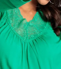 Tops & T-Shirts*Laura Scott Damen Sommer-Shirt modisches T-Shirt mit Spitze 64649960 Grün