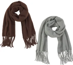 Handschuhe & Schals*Laura Scott Frühlings-Schal mit Fransen weicher langer Web-Schal schlichter Winter-Schal Braun oder Grau