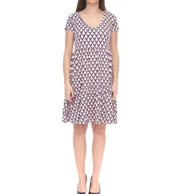 Kleider*Laura Scott Kurzarm-Kleid stylisches Damen Sommer-Kleid mit Allover-Grafik-Print 35539765 Blau/Rosa