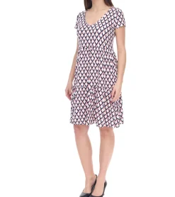 Kleider*Laura Scott Kurzarm-Kleid stylisches Damen Sommer-Kleid mit Allover-Grafik-Print 35539765 Blau/Rosa