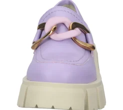 Halbschuhe & Pumps*LAZAMANI Damen Echtleder Halbschuhe mit zweifarbiger Gliederkette auf Spann Plateau-Slipper 55.082 Violett