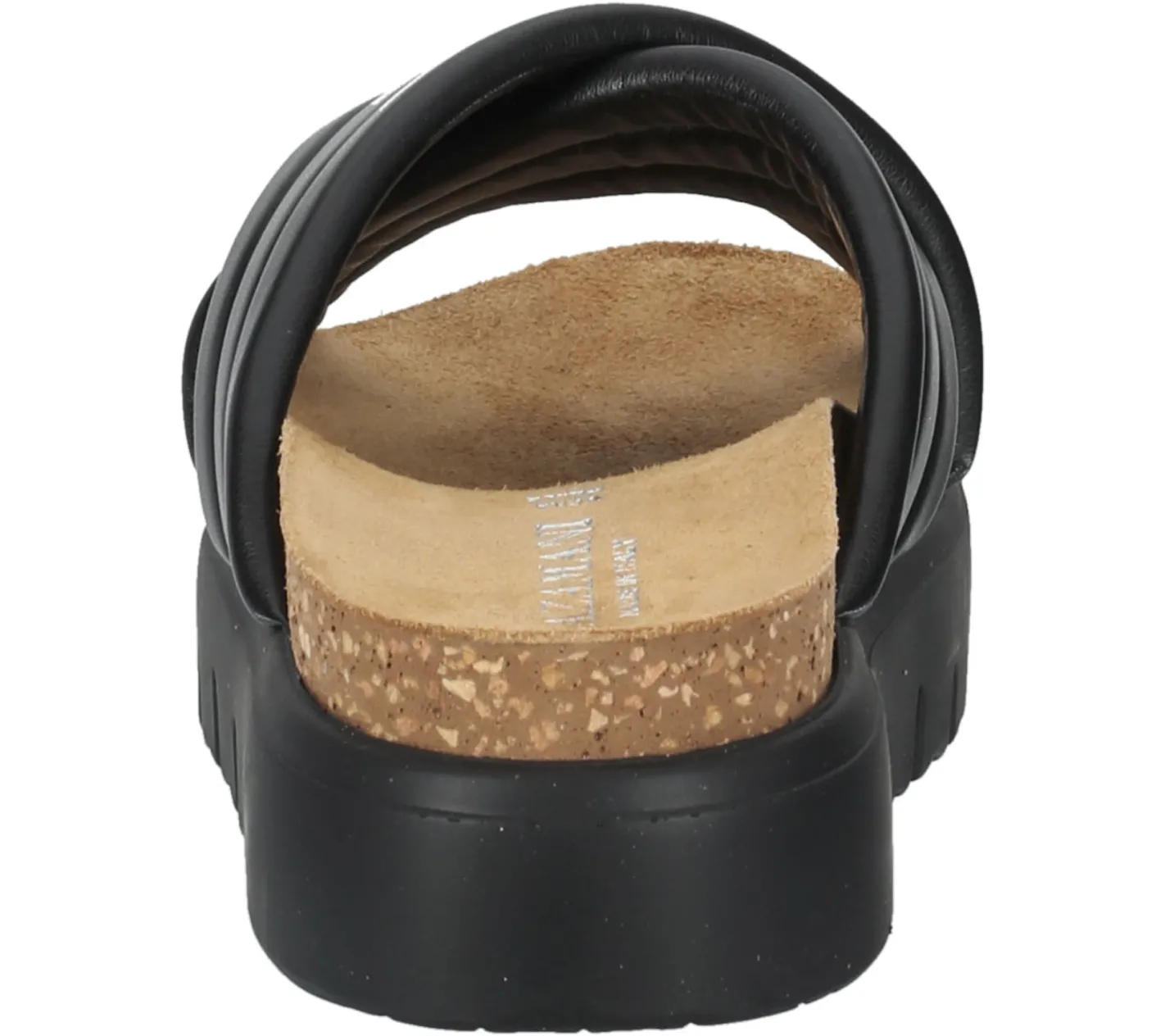 Zehentrenner & Sandalen*LAZAMANI Damen Plateau-Pantolette mit gestepptem Kreuz-Riemen Echtleder-Sandale 31.220 Schwarz