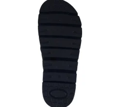 Zehentrenner & Sandalen*LAZAMANI Damen Plateau-Pantolette mit gestepptem Kreuz-Riemen Echtleder-Sandale 31.220 Schwarz