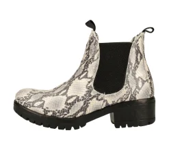 Boots & Stiefel*LAZAMANI Damen Stiefelette mit Blockabsatz Echtleder-Boots mit Allover-Muster 68.021 Grau