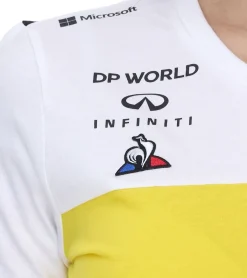 Tops & T-Shirts*Le Coq Sportif Fomel 1 F1 Renault Damen T-Shirt Kurzarm-Shirt Baumwoll-Shirt 2010969 Schwarz/Weiß/Gelb