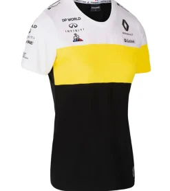 Tops & T-Shirts*Le Coq Sportif Fomel 1 F1 Renault Damen T-Shirt Kurzarm-Shirt Baumwoll-Shirt 2010965 Schwarz/Weiß/Gelb