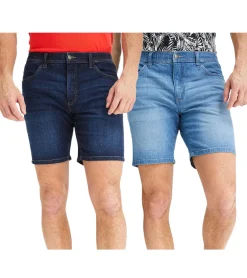Große Größen|Shorts & Bermudas*O46bpx leichte Herren Jeans-Shorts Loose-Fit Denim-Bermuda mit Bequembund kurze Hose aus Bio-Baumwolle in Dunkel-Blau oder Hell-Blau