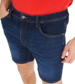 Shorts & Bermudas*O46bpx leichte Herren Jeans-Shorts Loose-Fit Denim-Bermuda mit Bequembund kurze Hose aus Bio-Baumwolle 913729 Dunkel-Blau