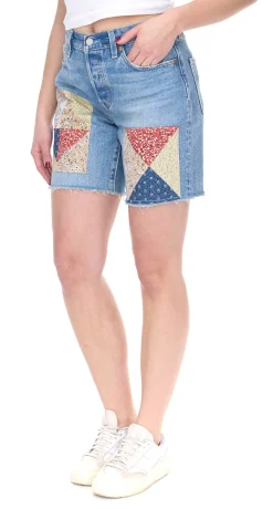 Shorts & Bermudas*LEVI´S 501 90s Patchwork Damen Jeans-Shorts mit großen Patches Denim kurze Hose A19620012 Blau