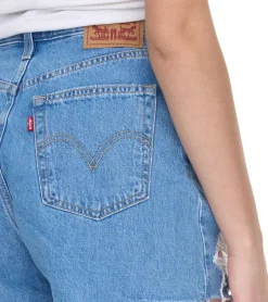 Shorts & Bermudas*LEVI´S High Waisted Mom-Shorts für Damen im Destroyed-Look Denim kurze Hose A19650010 Blau