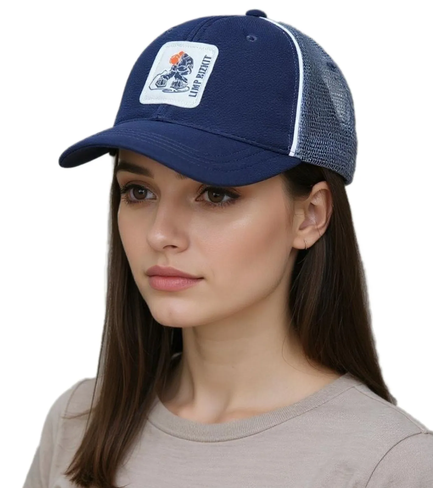 Caps & Mützen*BioworldMerch Limp Bizkit Unisex größenverstellbare Base Cap mit atmungsaktiven Mesh-Einsatz Blau/Grau