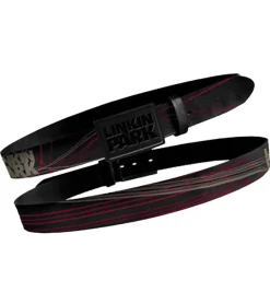 Gürtel*BioworldMerch Linkin Park Rockband Leder-Gürtel mit Linkin-Park-Logo Freizeit-Gürtel BT114862LKN Schwarz