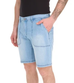 Große Größen|Shorts & Bermudas*O46bpx lässige Herren Stretch Jeans-Bermuda kurze Denim-Shorts Loose-Fit in angesagtem Vintage-Look 956411 Blau