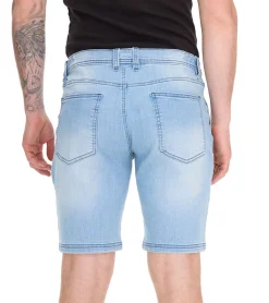 Große Größen|Shorts & Bermudas*O46bpx lässige Herren Stretch Jeans-Bermuda kurze Denim-Shorts Loose-Fit in angesagtem Vintage-Look 956411 Blau