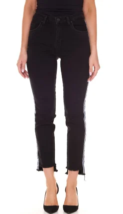 Hosen & Jeans*LTB Lina Damen Mid Waist Jeans in Zigaretten-Form Denim-Hose mit seitlichem Schriftzug-Streifen 51144 51299 14476 51660 Schwarz