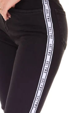 Hosen & Jeans*LTB Lina Damen Mid Waist Jeans in Zigaretten-Form Denim-Hose mit seitlichem Schriftzug-Streifen 51144 51299 14476 51660 Schwarz