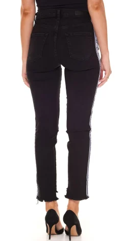 Hosen & Jeans*LTB Lina Damen Mid Waist Jeans in Zigaretten-Form Denim-Hose mit seitlichem Schriftzug-Streifen 51144 51299 14476 51660 Schwarz